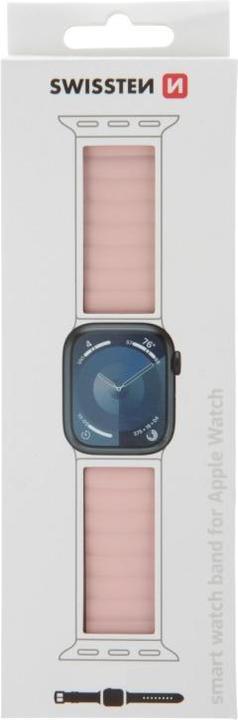 Image du produit Swissten Silicone Band for Apple Watch - Magnetic 42/44/45/49 mm Pink/Cappuccino (Silicone)
