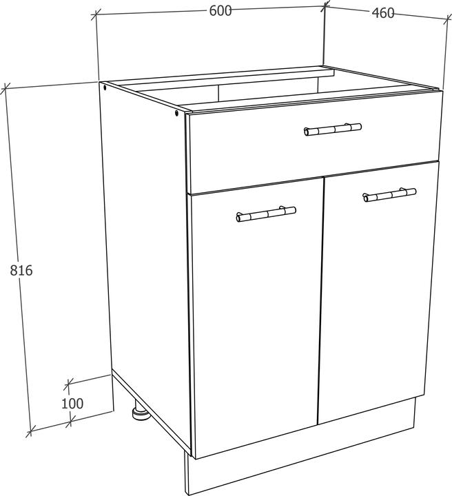 Actual product image VCM Kitchen Cabinet Width 60 cm Drawer Base Cabinet Kitchen Kitchen Furniture Esilo (60 x 46 x 82 cm)