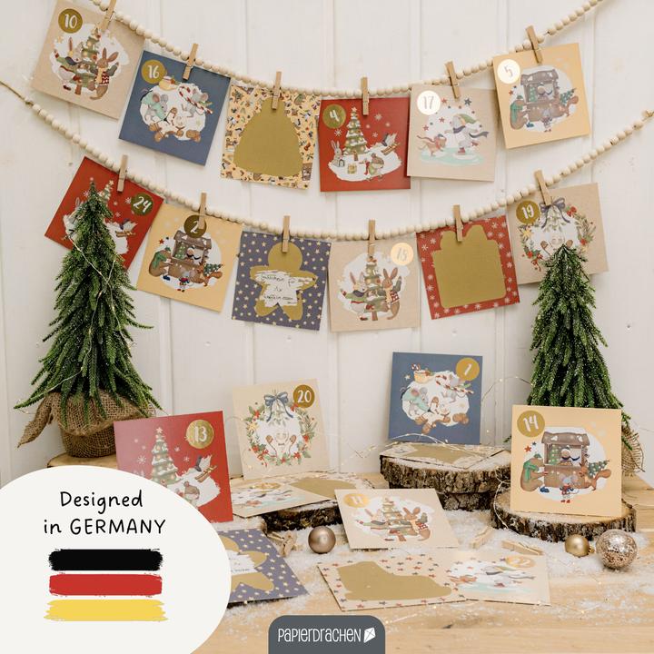 Produktbild Papierdrachen Rubbel-Adventskalender Wintertiere