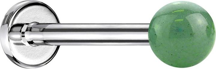 Produktbild Star Piercing Micro Labret silber mit Kugel Jade Stein (ohne Messing, Chirurgenstahl 316L, Mineralisch)