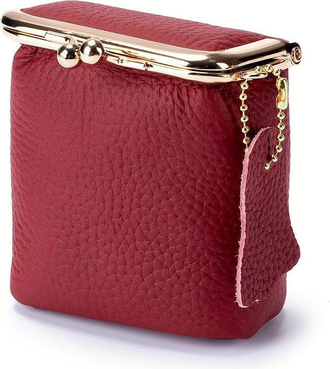 Actual product image Only-Bags.Store Vintage genuine leather mini handbag organiser with secure kiss lock - spacious purse