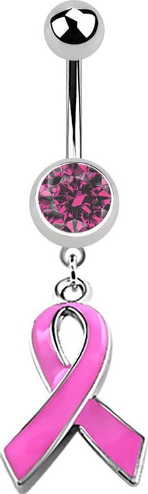 Produktbild Star Piercing Banane silber mit zwei Kristallkugeln und Schleife pink (Chirurgenstahl 316L, ohne Messing)