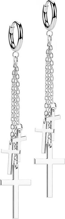 Immagine prodotto Star Piercing Orecchino d'argento con ciondolo a catena a tre croci (senza ottone, Acciaio chirurgico 316L)