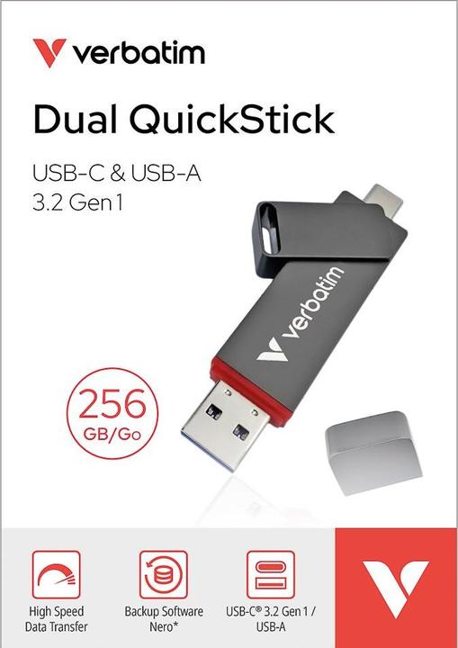 Actual product image Verbatim Dual QuickStick (256 GB, USB 3.2)