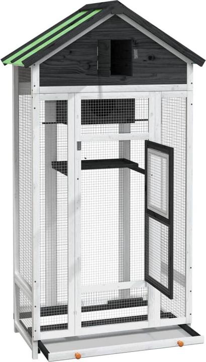 Actual product image VidaXL Voliere Grau 91,5x53x170 cm Massivholz Kiefer