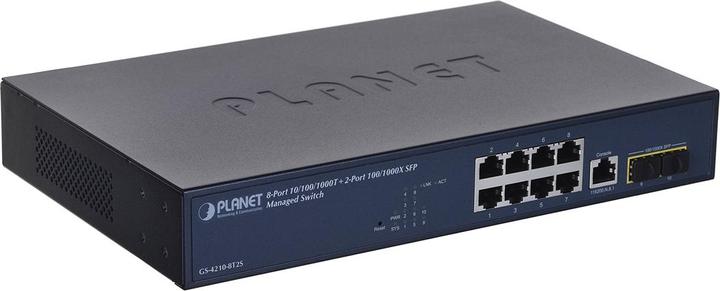 Produktbild Planet 10/100/1000T + 2-Port Managed L2/L4 Gigabit Ethernet (10/100/1000) 1U Blau (10 Ports)