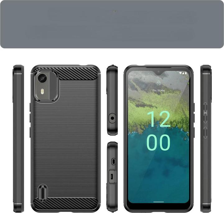 Produktbild Cover-Discount Nokia C12 - Metall Carbon Look Hülle schwarz (Nokia C12)