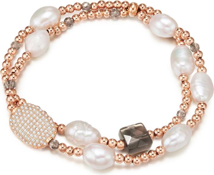 Lulu & Jane Damen Metall-Legierung Zirkonia Süsswasser-Zuchtperle roségold 19,0 - 22,0 cm - 29403 (22 cm, Metall-Legierung)