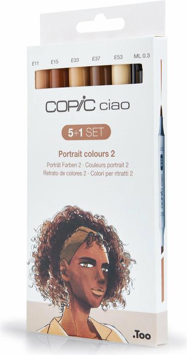 Produktbild Copic Marker ciao, 5+1 Set "Portrait 2" (Beige, Sandbraun, Sepia, Braun, 0.30 mm, 6 x)