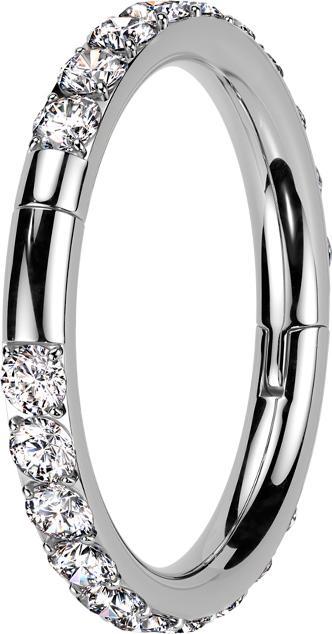 Immagine prodotto Star Piercing Anello micro segmento incernierato argento cristalli laterali argento due interruzioni (senza ottone, Titanio G23)