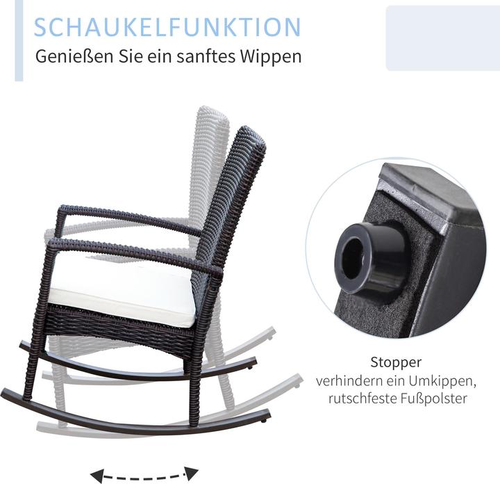 Produktbild Outsunny Polyrattan Schaukelstuhl mit Kissen