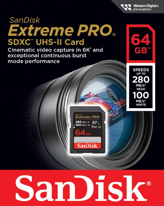 Produktbild SanDisk Extreme PRO UHS-II V60 (64 GB, SDXC, U3, UHS-II)