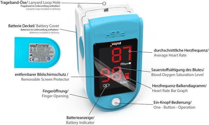 Image du produit Pulox Oxymètre de pouls PO-100 turquoise