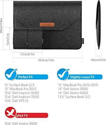 Produktbild Only-Bags.Store 15.4 Zoll Filz Hülle, Laptoptasche Kompatibel mit MacBook Air 15, MacBook Pro Retina 2012-2016