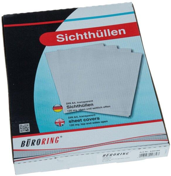 Büroring Aktenhülle DIN A4, violett, PP-Folie, 120 my, Oberfläche genarbt, 100 Hüllen (A4, 100 x)