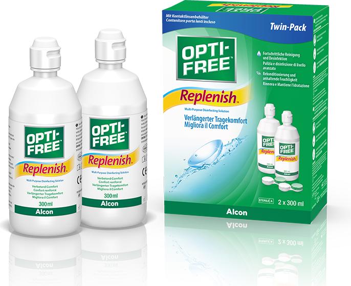 Produktbild Opti Free Replenish, Kontaktlinsenpflegemittel, 2x300 ml (All in One Lösung, 600 ml)