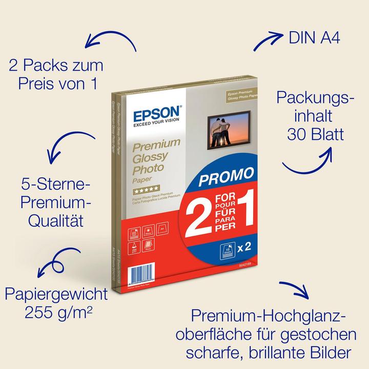 Actual product image Epson Premium Glossy (255 g/m², A4, 30 x)