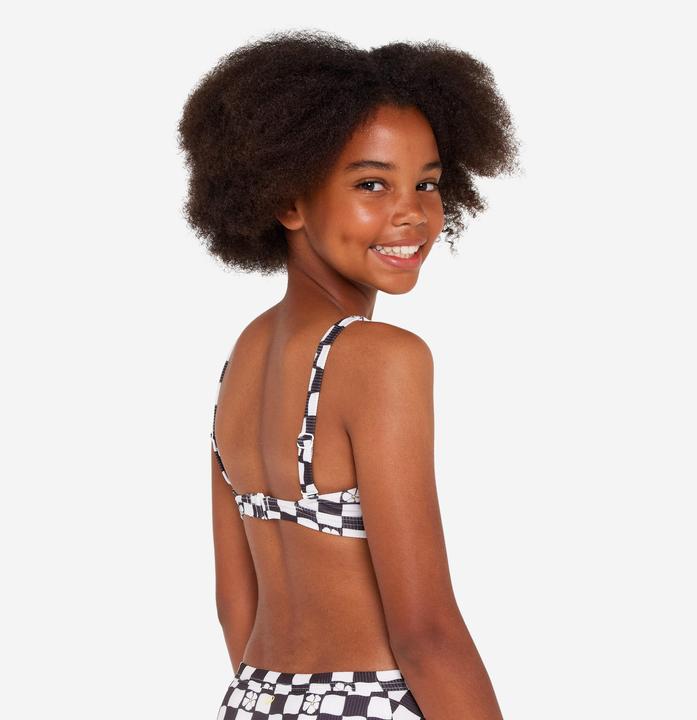 Actual product image Olaian Bikini-Oberteil Mädchen Bustier verstellbar 500 Nora schwarz/weiss (12, 13, 14)