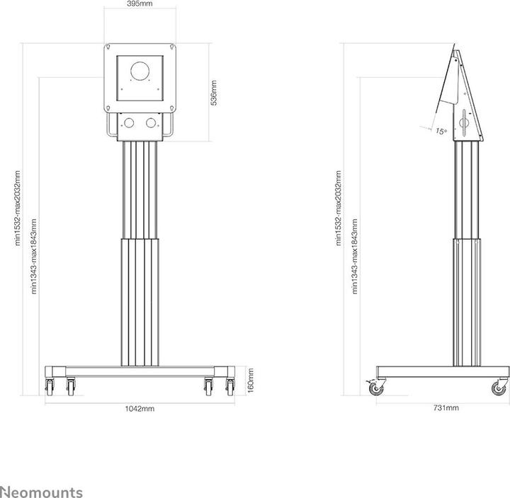Actual product image Neomounts NewStar NM-HUB2LIFTSILVER motorized floor stand for Microsoft Hub 2SX, height adjustable - (Surface Hub 2S, 50", 150 kg)