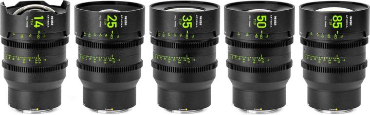 Immagine prodotto Nisi Kit di obiettivi cinema full frame ATHENA PRIME - 14 mm, 25 mm, 35 mm, 50 mm, 85 mm + custodia (C-mount)