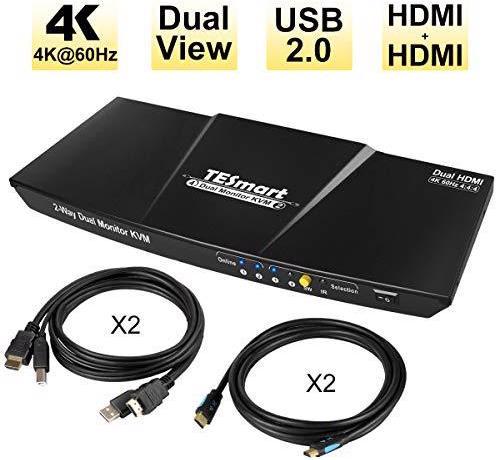 Actual product image TESmart Dual Monitor 2-Port KVM Switch