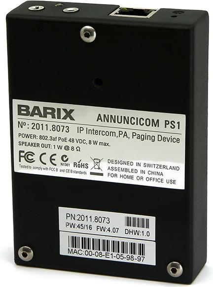 Actual product image Barix Annuncicom PS1 INTL package (Screen protective film)