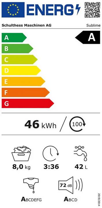Energie-Label Schulthess Sublime Waschmaschine (8 kg)