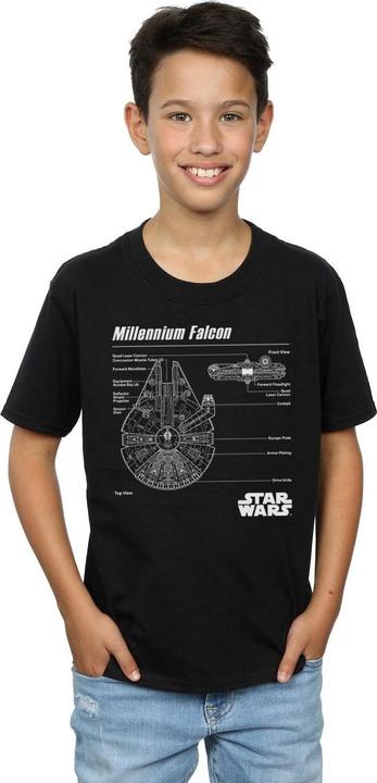 Immagine prodotto Star Wars Millennium Falcon Blueprint Maglietta Ragazzi (140, 146)