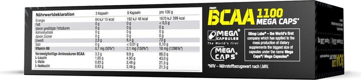 Immagine prodotto Olimp Sport Nutrition Professional BCAA Mega Caps (120 Caps, 132g) (120 Pezzo/i, Pillole, 132 g)
