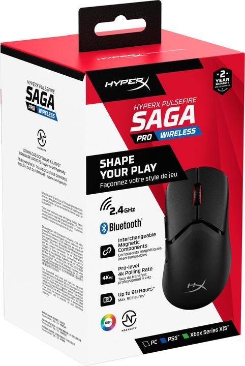 Immagine prodotto HP HyperX Pulsefire Saga Pro Wireless Gaming Mouse (Black) (Senza fili)