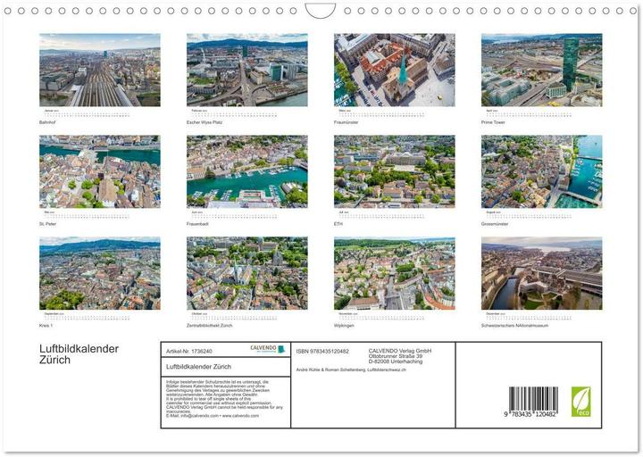 Image du produit Luftbildkalender Zrich (Wandkalender 2025 DIN A3 quer), Monatskalender (A3, Allemand)