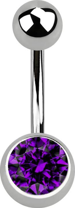 Actual product image Star Piercing Banana silver with ball and ball crystal violet (Titanium G23, without brass)