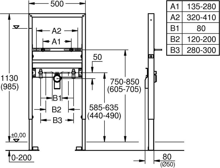 Immagine prodotto Grohe Rapid SL per lavabo e per miscelatore a colonna, regolabile in altezza