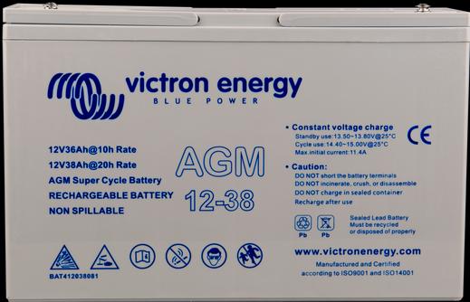 Actual product image Victron Energy 12V/25Ah AGM Super Cycle Battery M5 (12 V, 25 Ah)