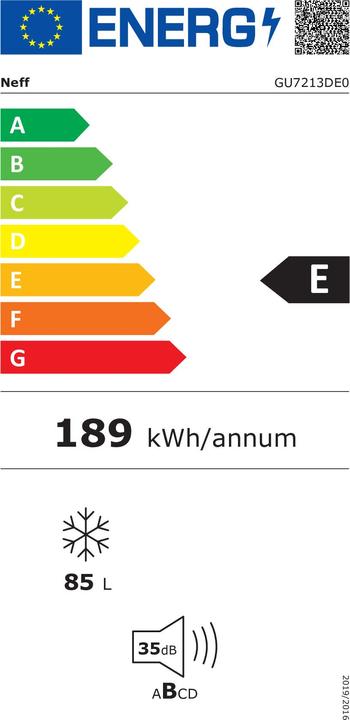 Energie-Label Neff GU7213DE0 UB-Gefrierschrank (Einbau, 85 l)