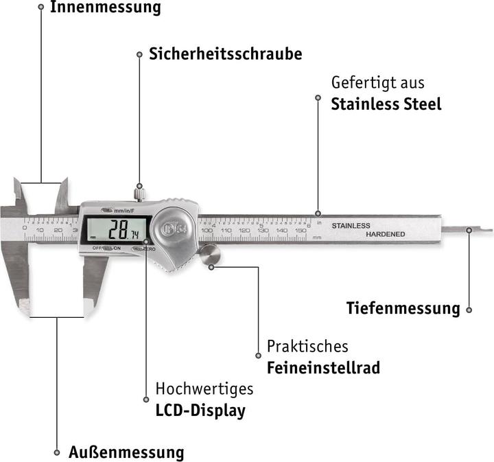 Immagine prodotto Walter Messschieber mit LCD-Display (15 cm)