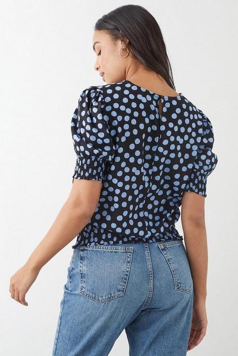 Produktbild Dorothy Perkins Gepunktete Bluse mit gerafftem Saum (38 D)