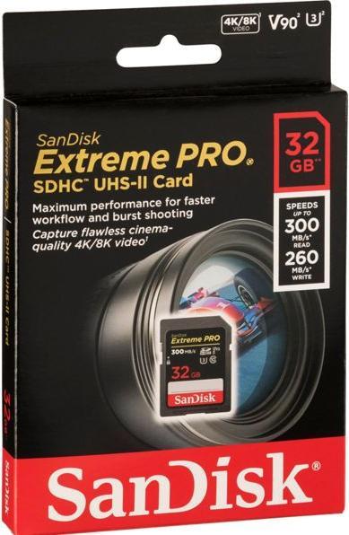 Actual product image SanDisk Extreme PRO SDHC" UHS-II (32 GB, SDHC, U3, UHS-II)