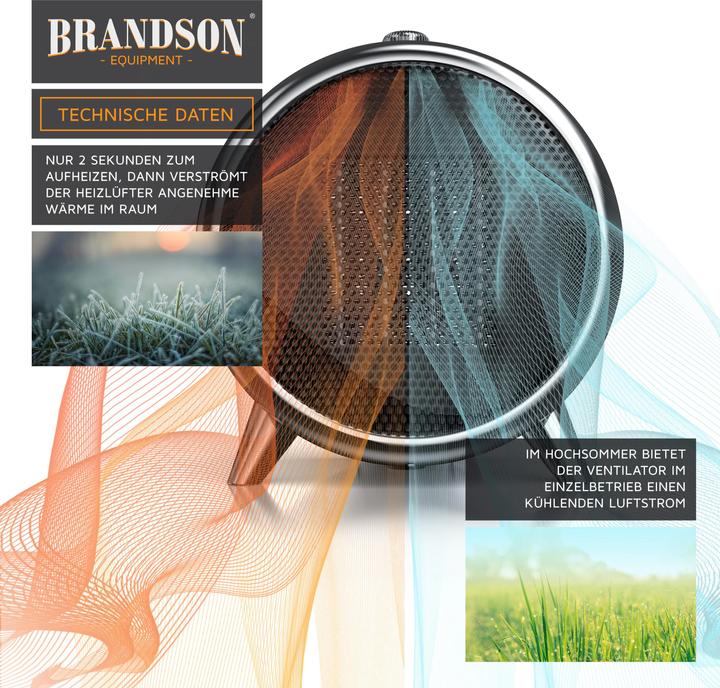 Actual product image Brandson Fan heater 1500 Watt, ceramic heating element and thermal fuse, bathroom ceramic heater (1500 W)