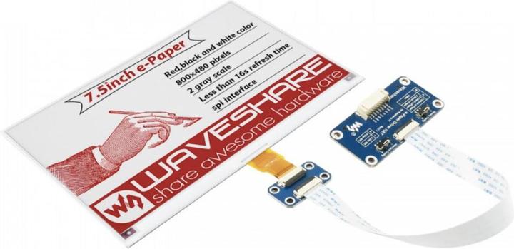 Actual product image WaveShare 800×480 7.5inch 3-colour E-Ink Display Raspberry Pi HAT