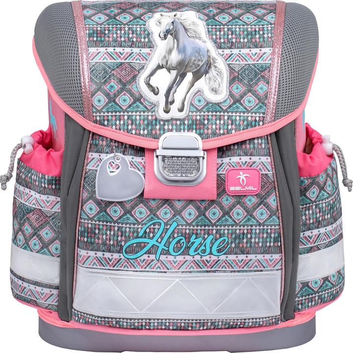 Produktbild Belmil CLASSY Schulrucksack 4-teiliges-Set Horse Aruba Blue (19 l)