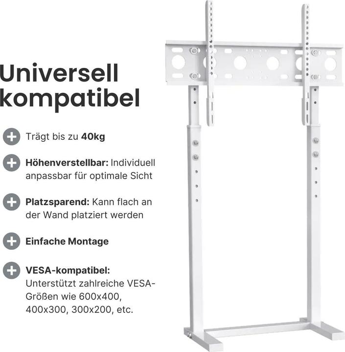 Immagine prodotto Hermex Universal TV-Ständer LCD Fernseher Bildschirm Standfuss Display Weiss (65", 40 kg)