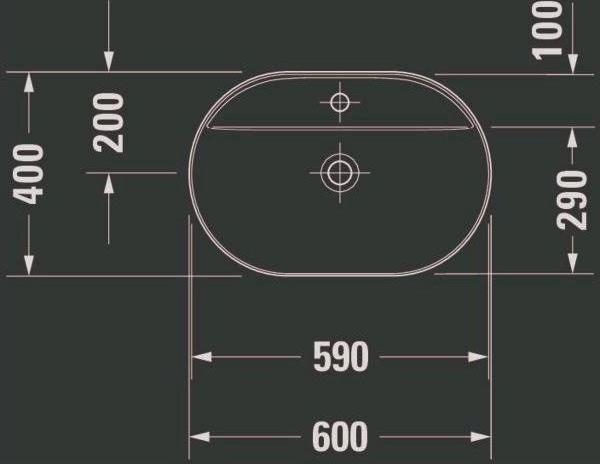 Image du produit Duravit Vasque à poser LUV o ÜL m HLB 600x400mm 1 HL we sdm WG (400 mm, 600 mm)