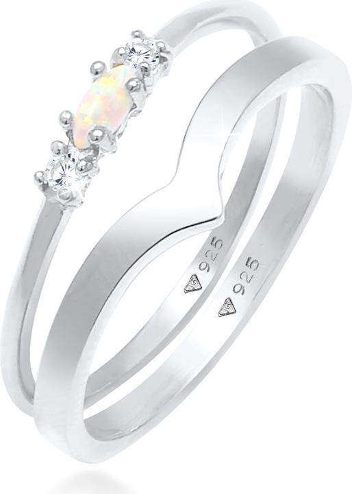 Produktbild Elli Set Marquise Opal V-Form mit Zirkonia Kristallen (52, 925 Silber)