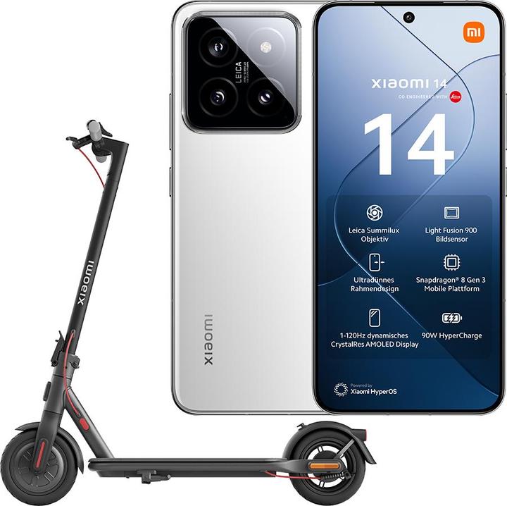 Image du produit Xiaomi 14 avec Electric Scooter 4 Lite (512 Go, Blanc, 6.36", Double SIM, 50 Mpx, 5G)