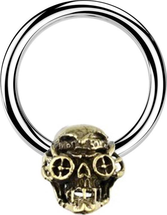 Immagine prodotto Star Piercing Anello Micro Closure argento teschio Steampunk placcato oro (Ottone, Acciaio chirurgico 316L)