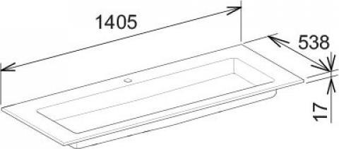 Produktbild Keuco Keramik-Waschtisch ROYAL 60 1409x17x538mm m 1L-Boh we (538 mm, 1409 mm)