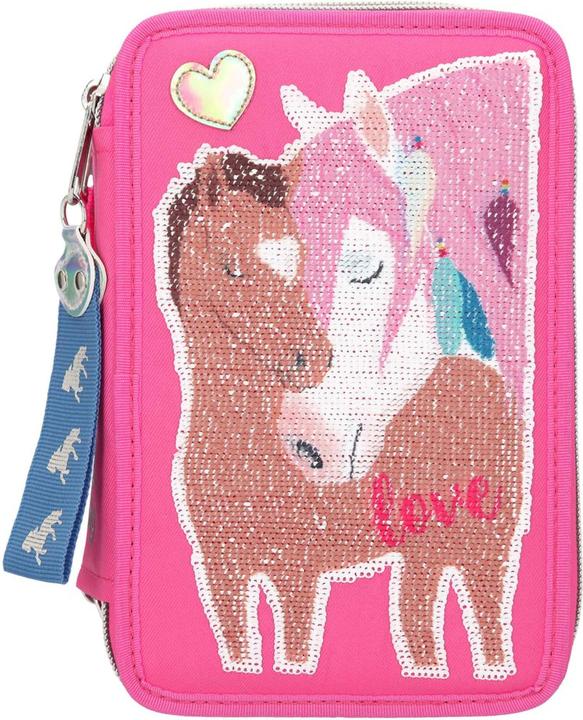 Immagine prodotto Schmidt Spiele Miss Melody - Astuccio per matite con paillettes a forma di cavallo 3-Zip - Rosa