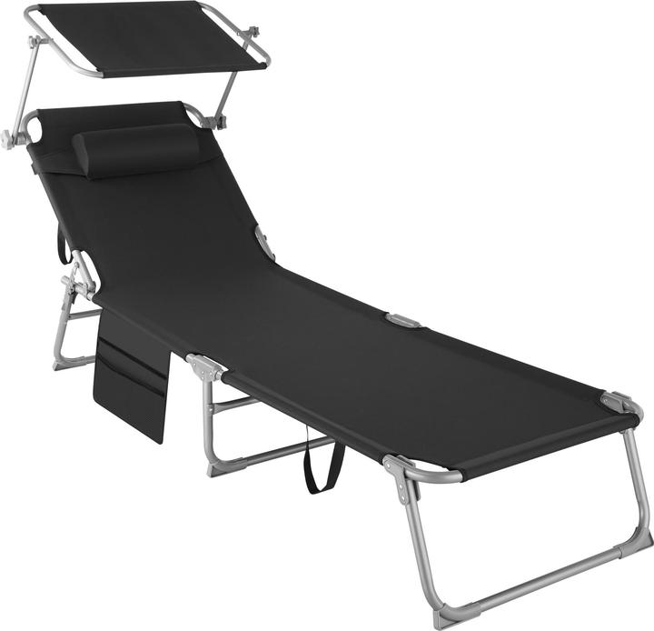 Actual product image tectake Chloé Sun Lounger 4-Position, Headrest and Bag (161 cm)