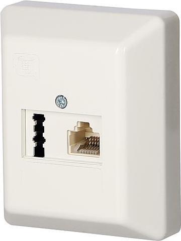 Immagine prodotto Ze-Kom ZE 10x presa combinata UAE1x8(6)/TAE1x6F+N AP bianco puro, PU di 10